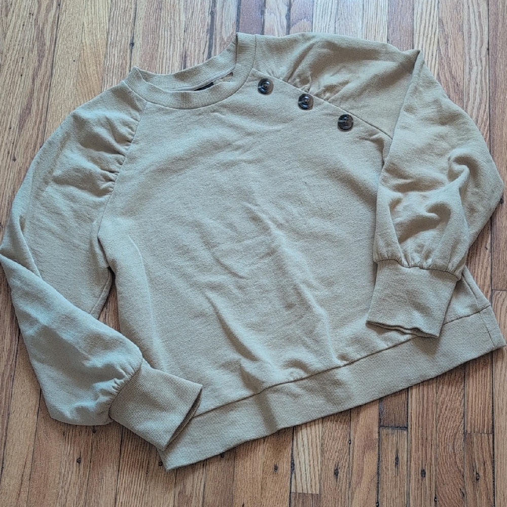 5 for $25: Yellow/Tan Button-Detail Sweater - Size Large